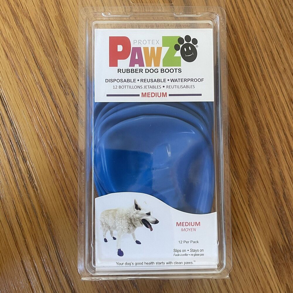 10 NEW Pawz Medium Blue Rubber Dog Boots Reusable Waterproof Protex
